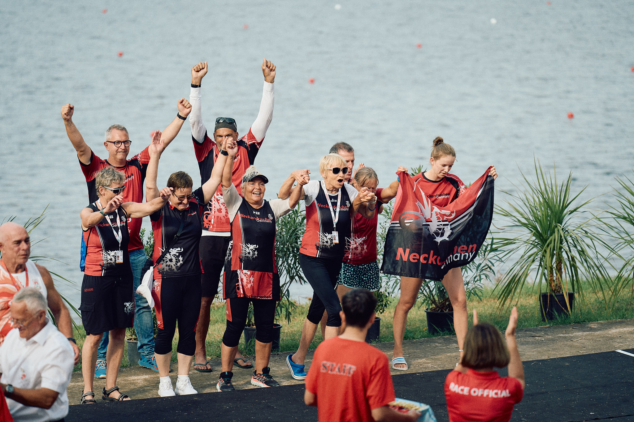 Drachenboot Club WM Ravenna 2024 mit Iris Huber, Sabine Eichenberger, Uwe Müller