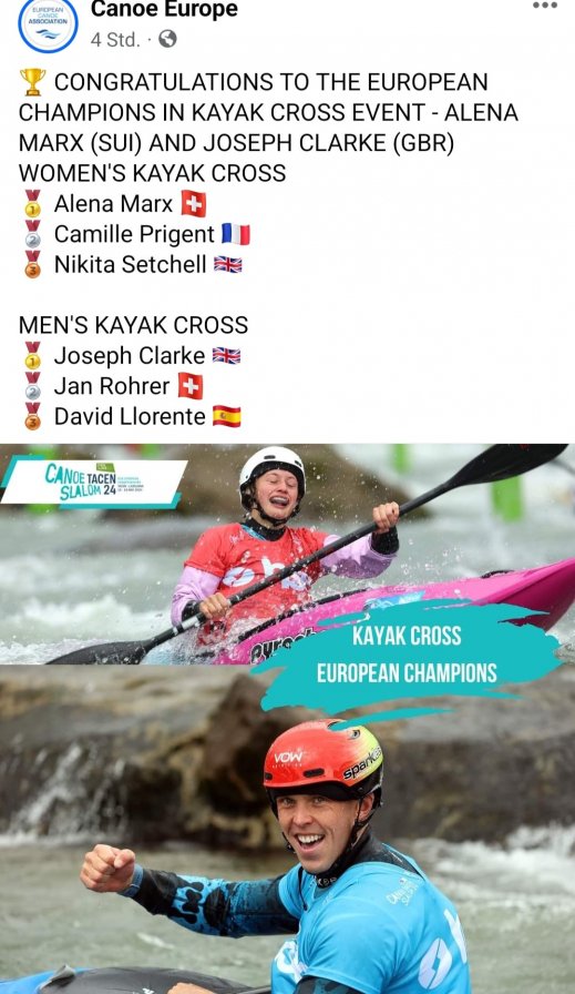 European Champions in Kayak Cross - Gold für Alena Marx und Silber für Jan Rohrer